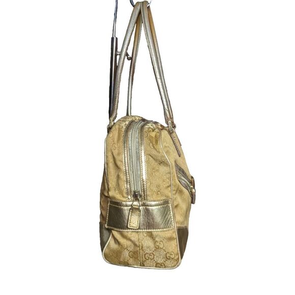 Gucci Logo Gold Metallic Canvas Handbag 002 1115 - Picture 15 of 16